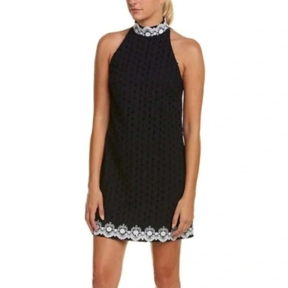Bailey 44‎ Black Eyelet Dress with Stunning Lace Floral Trim
